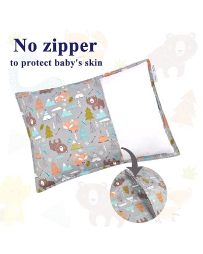 ALVABABY Cotton Toddler Pillowcases, Pack of 2 - Bear & Dinosaur, Fits 13x18" & 12x16"