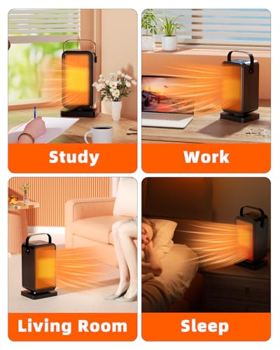 Jyxmor Black Portable Space Heater for Indoor Use, Fast Heating, Dual Modes, Timer & Overheat Protection