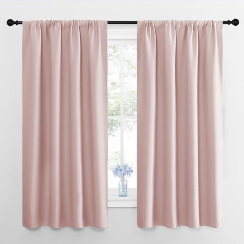 NICETOWN Blackout Curtains - 42" x 63" Blush Pink Thermal Insulated Drapes