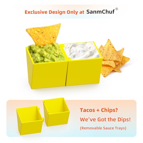 Microwave Safe Taco Holder Set of 6 with Sauce Cups - Colorful & Stackable