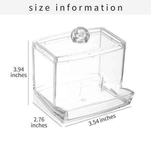 Clear Acrylic Q-Tip Holder with Lid - Compact Bathroom Vanity Storage