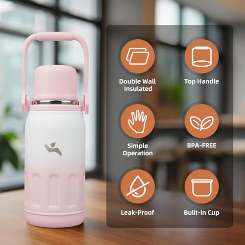 Konokyo 27oz Insulated Water Bottle - Pink Pearl, Leak-Proof