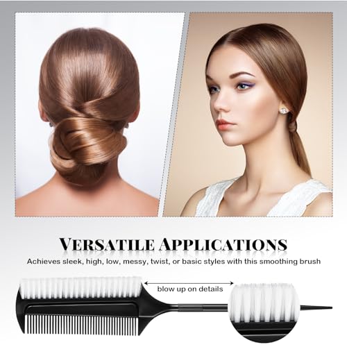 Nuenen 2 Pcs Black Smoothing and Sectioning Hair Brush Set with Double-Sided Edge Comb