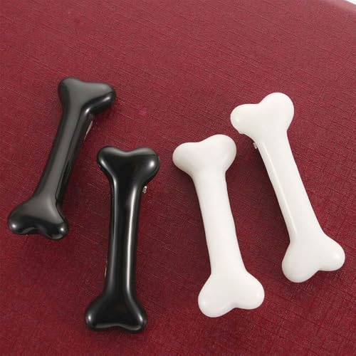 Dog Bone Hair Clips Alligator Barrettes Black Hair Accessories 2 Pcs