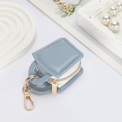 KUKUVR Travel Jewelry Ring Holder Box with Keychain - Blue