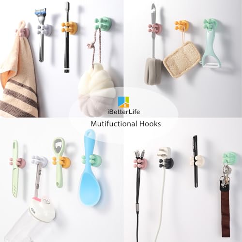 Black Multi-Function Razor Holder for Shower Wall - 6Pcs Silicone Hooks
