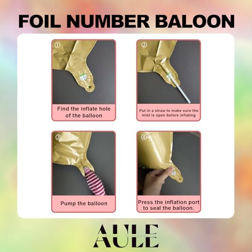 AULE 40 Inch Light Gold Jumbo Number Balloon 1 | Birthday & Anniversary