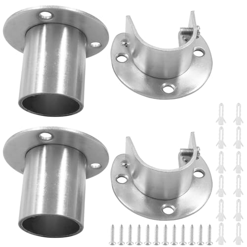 1 Inch Stainless Steel Closet Rod Holders - U-Shaped & O-Shaped Support Brackets