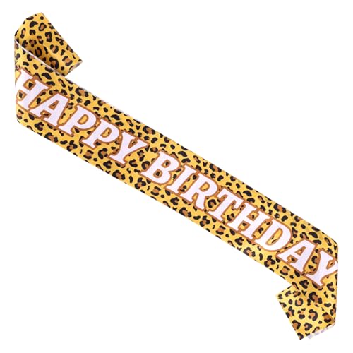 Leopard Print Happy Birthday Sash for Jungle Safari Parties