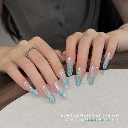 GAOY Blue Reflective Glitter Gel Nail Polish 16ml Jelly Translucent Sparkle