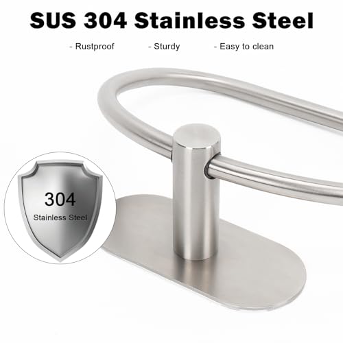 Livabber Brushed Nickel Towel Ring - 304 Stainless Steel Self-Adhesive