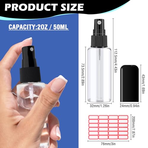 DupakSYS 5 Pack 2oz Travel Spray Bottles Refillable Fine Mist Containers
