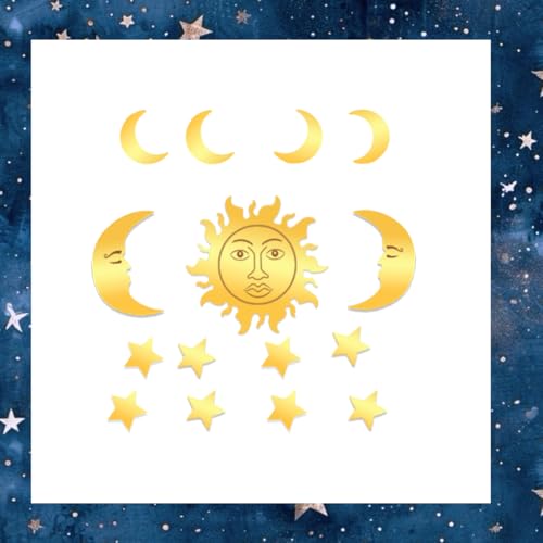 Sun and Moon Cake Topper with Acrylic Stars for Birthdays