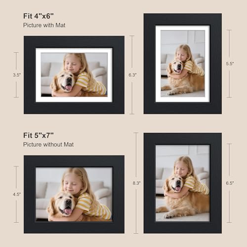5x7 Black Picture Frame with Tempered Glass - Versatile Design