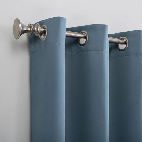 Sun Zero Easton Blackout Grommet Curtain Panel, 40" x 84", Denim Blue