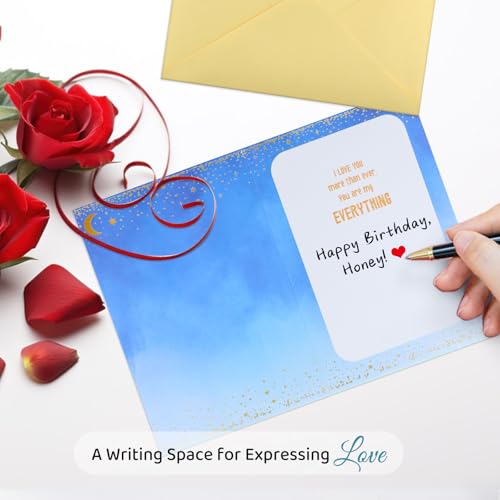 Romantic Happy Birthday Card for Husband or Wife with Gold Foil Ribbon