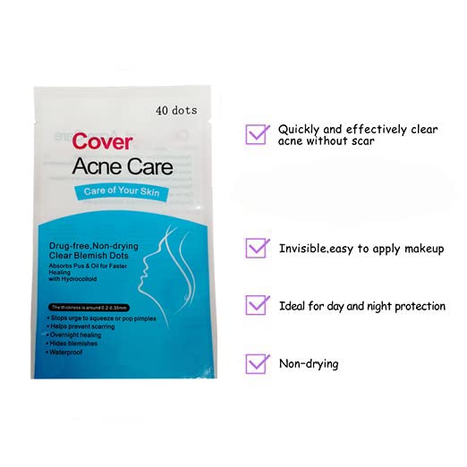 AGRCARE Hydrocolloid Acne Pimple Patch - 40 Dots Zit Stickers for Face