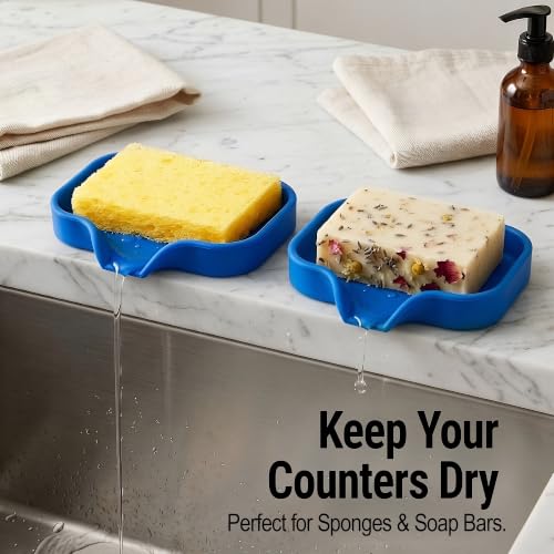 Zulay Kitchen Silicone Sponge Holder - Compact Sink Organizer Tray
