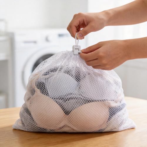 CIOCUHS 3 Pack Nylon Mesh Laundry Bags - Reusable Drawstring Storage, 12x18 inches