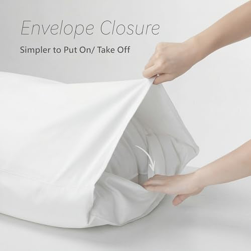Hzesyd 1 Pack 500TC Cotton Sateen Queen Pillowcase White 20x30 - Envelope Closure