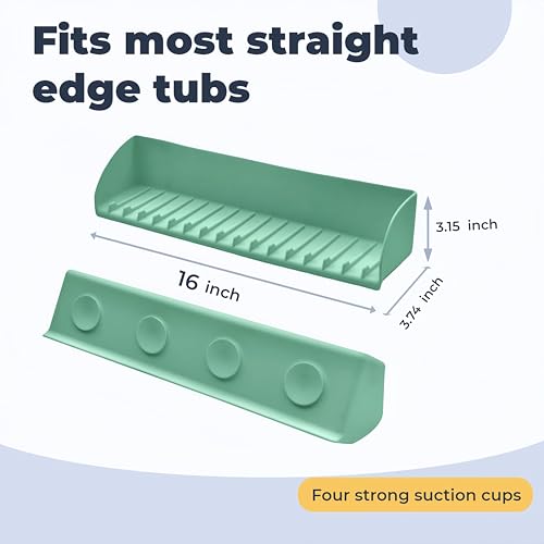 DAECHAO Green Silicone Bathtub Splash Guard with 4 Suction Cups, Kids Bath Toy Organizer