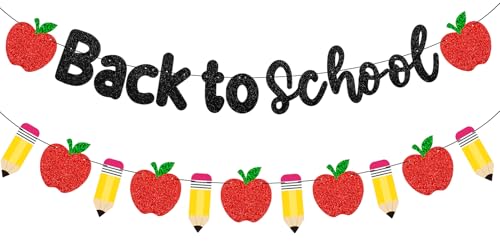 Back to School Banner Garland with Pencil & Apple Design