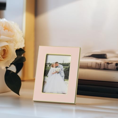 eletecpro 2.5x3.5 Pink Enamel Picture Frame with Real Glass - 1 Pack