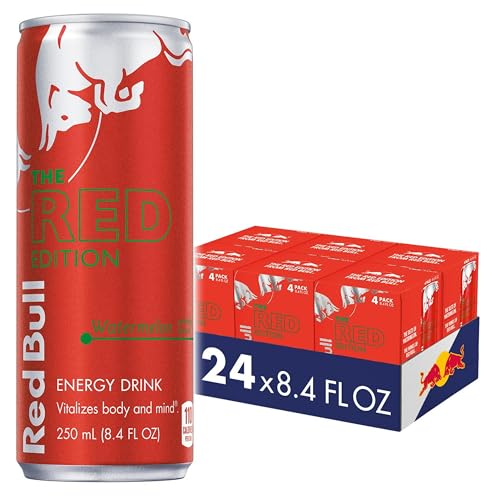 Red Bull Red Edition Watermelon Energy Drink, 8.4 Fl Oz Cans (24 Pack)