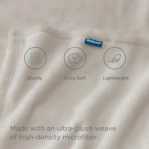Bedsure GentleSoft Fleece Blanket, Oversized 120x120 Linen Beige Bed Throw