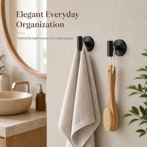 Suction Cup Hooks for Bathroom - No-Drill Towel Hooks, 2 Pack