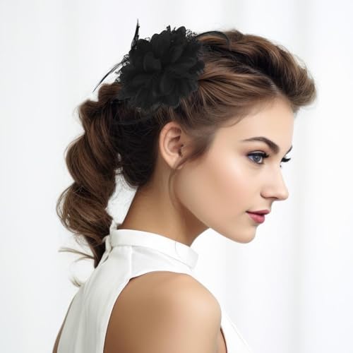 Giantree Black Rose Flower Hair Clip & Brooch for Wedding Party