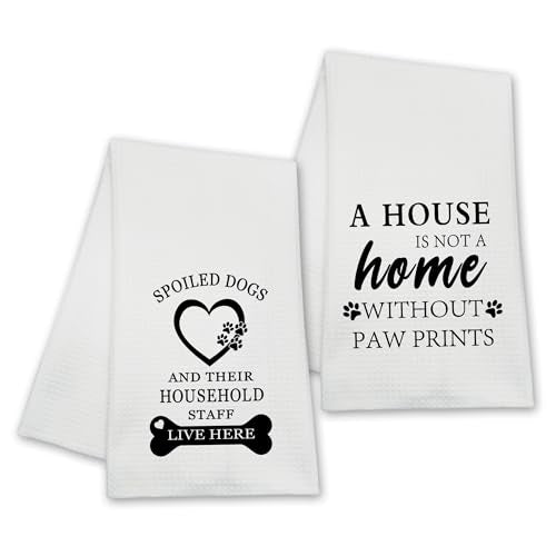 Funny Dog Kitchen Towels Set - Farmhouse Cotton Hand Towels for Dog Lovers