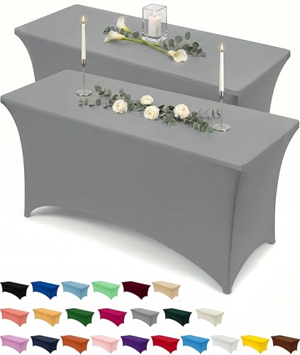 Utopia Kitchen 6FT Grey Spandex Table Cloth - 2 Pack