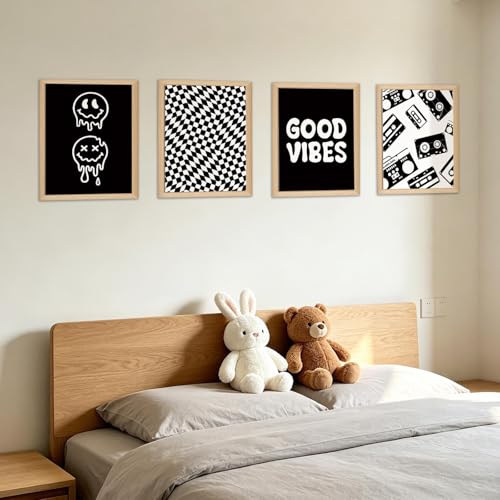 Hapons Retro Checkered Wall Art Decor - Smiley Face Prints