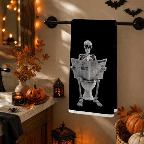 KIDEAR Skeleton Hand Towel - Funny Skull Print Microfiber Kitchen Towel (02)