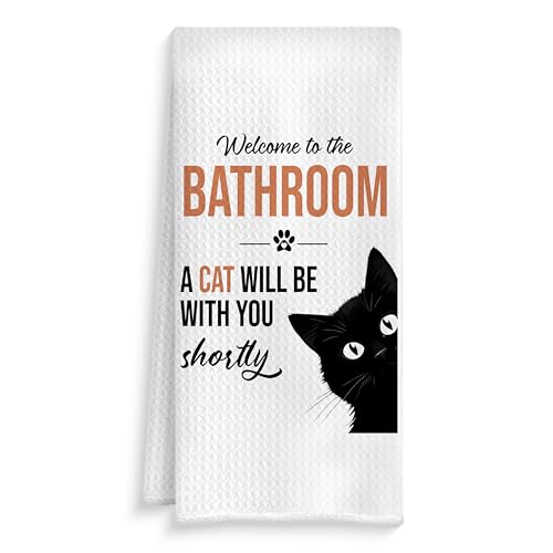 Black Cat Hand Towels Set of 2 - Decorative Towels for Cat Lovers