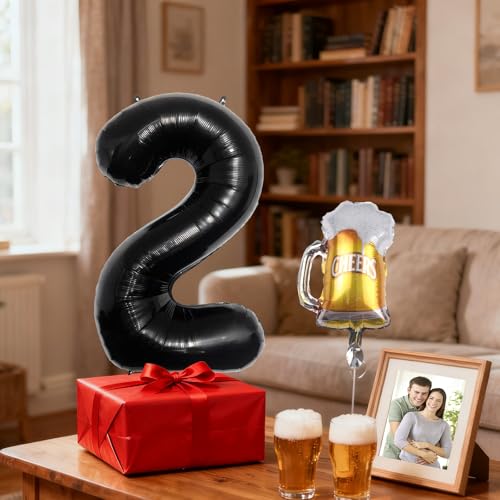 40-Inch Black Number Balloon with Mini Beer Balloon for Parties