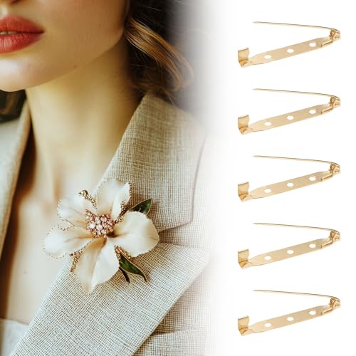 M METERXITY 60-Pack 1.6 Inch Bar Pins Safety Brooch Backs Light Golden