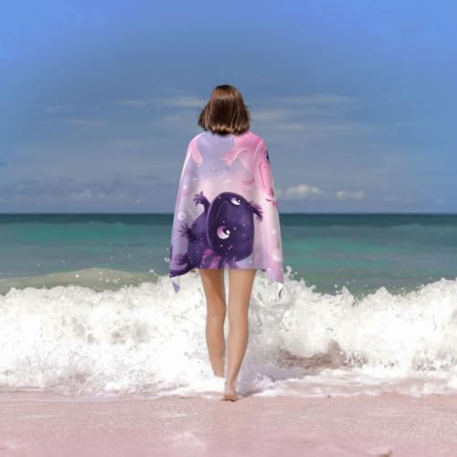 Axolotl Beach Towel - Quick Dry, 100% Cotton, 52" x 32"