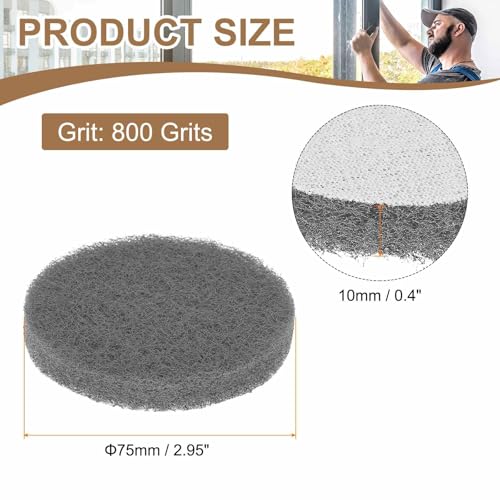HARFINGTON 6pcs 800 Grit Surface Conditioning Scrub Pads 3-inch Gray Drill Brush