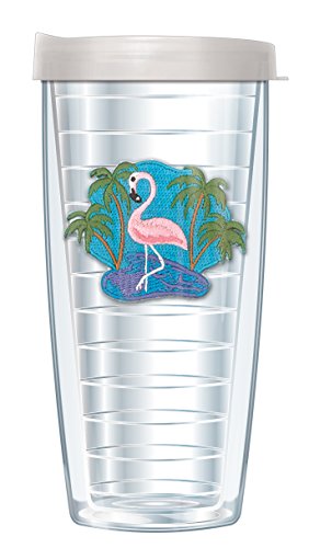 16 Oz Flamingo Travel Tumbler with Clear Lid - Insulated Double-Walled Cup