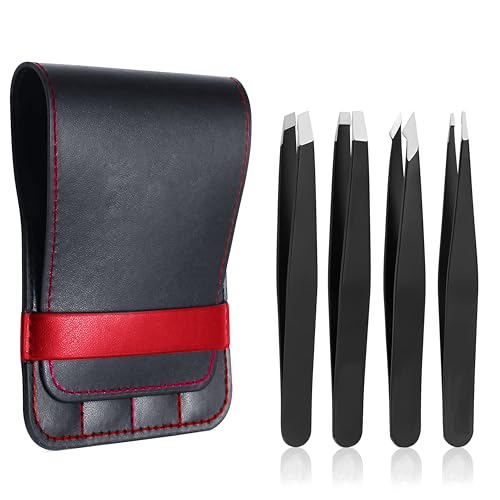 MARCO ESRA 4-in-1 Stainless Steel Tweezers Set with Travel Case