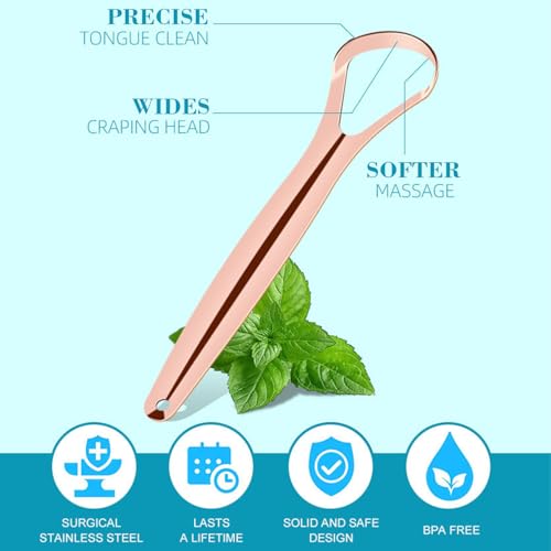 Stainless Steel Tongue Scraper Cleaner 2 Pack - Oral Hygiene Tool