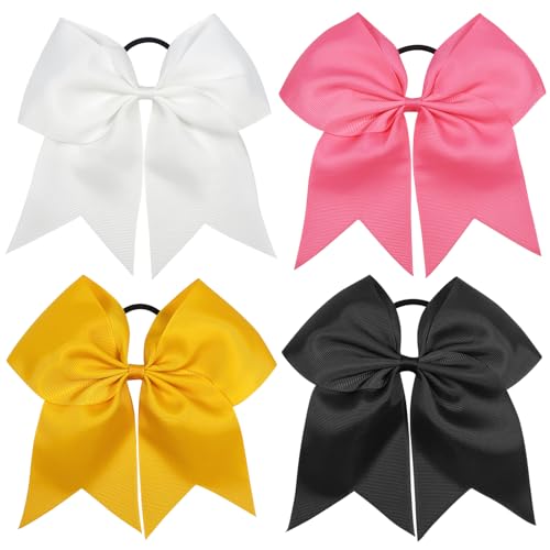 TUUXI 8 Inch Large Cheerleading Bows 4 Pcs Grosgrain Ribbon Hair Ties