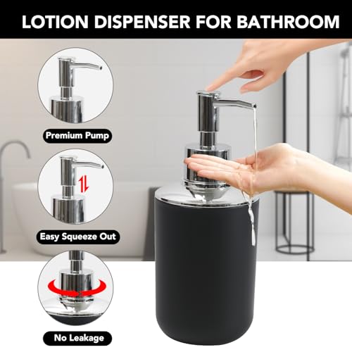 TOJKYBLYU Black 4-Piece Matte Bathroom Accessories Set - Soap Dispenser Toothbrush Holder Rinse Cup Soap Dish for Home Decor