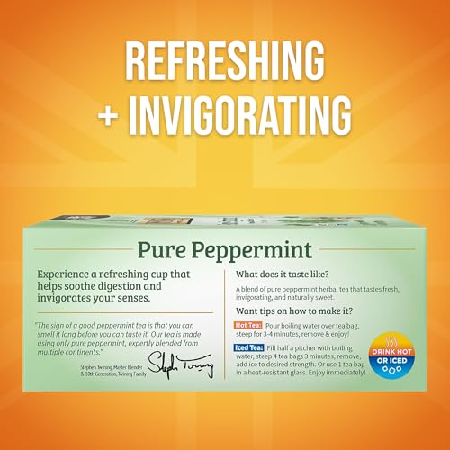 Twinings Pure Peppermint Herbal Tea, Caffeine-Free, 100 Individually Wrapped