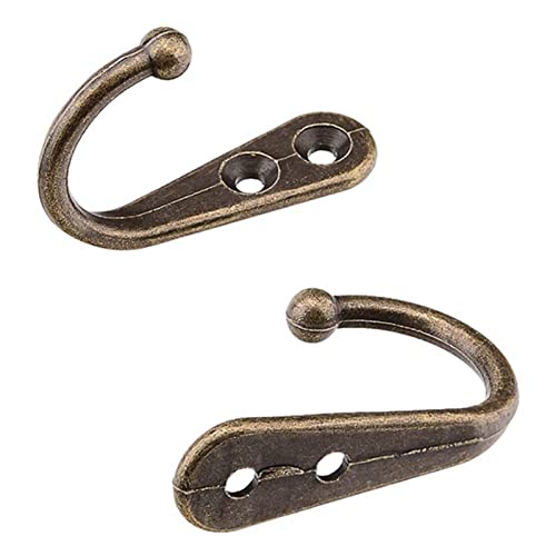 Lansonee 4 PCS Wall Mounted Coat Hooks Retro Copper Metal Robe Hooks