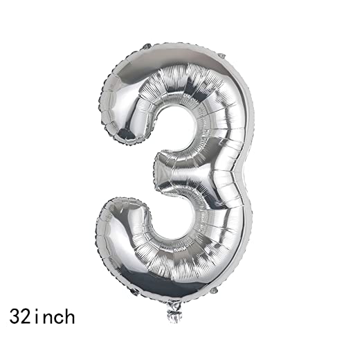 32 Inch Silver Number 30 Foil Balloon with Mini Crown Decoration