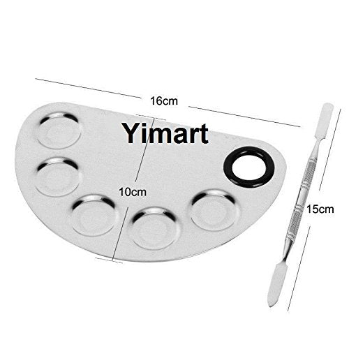 Yimart Stainless Steel Makeup Mixing Palette with Spatula and 5 Wells