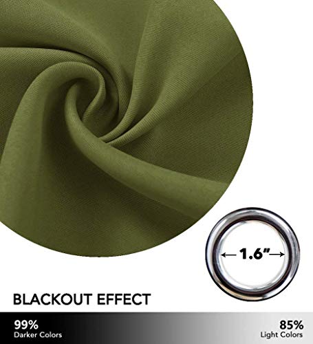 NICETOWN Olive Green Blackout Curtain Panel 42" x 84" - Thermal Insulated Room Darkening Drapes